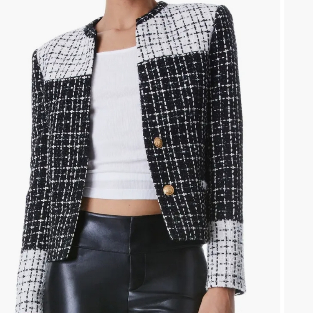 Alice and Olivia Jaydn Two Tone Tweed Jacket